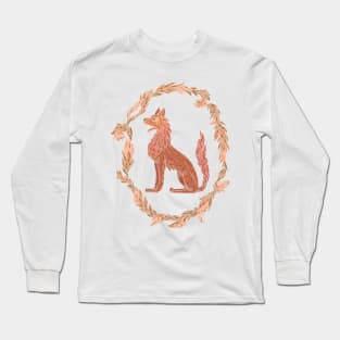 Fairy fire wolf in a floral wreath Long Sleeve T-Shirt